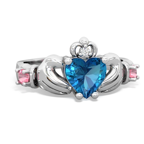 london topaz-pink sapphire claddagh ring