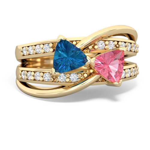 London Topaz Genuine London Blue Topaz with Lab Created Pink Sapphire Bowtie ring Ring