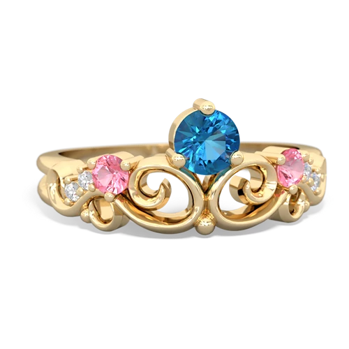 London Topaz Genuine London Blue Topaz with Lab Created Pink Sapphire and  Crown Keepsake ring Ring
