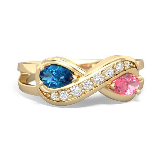London Topaz Genuine London Blue Topaz with Lab Created Pink Sapphire Diamond Infinity ring Ring