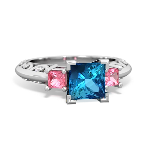 london topaz-pink sapphire engagement ring