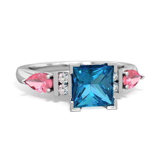 London Topaz Genuine London Blue Topaz with Lab Created Pink Sapphire and  Engagement ring Ring