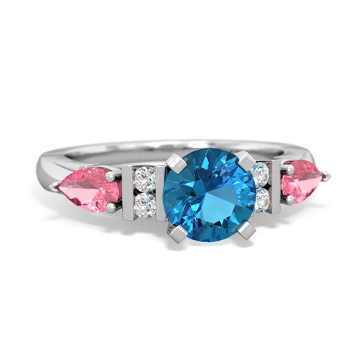 london topaz-pink sapphire engagement ring