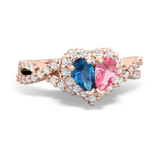 london topaz-pink sapphire engagement ring