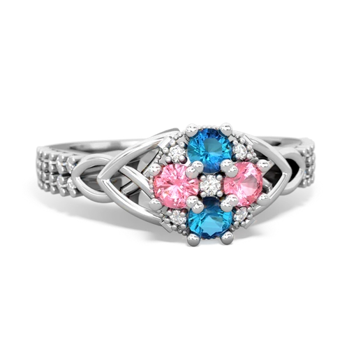 london topaz-pink sapphire engagement ring