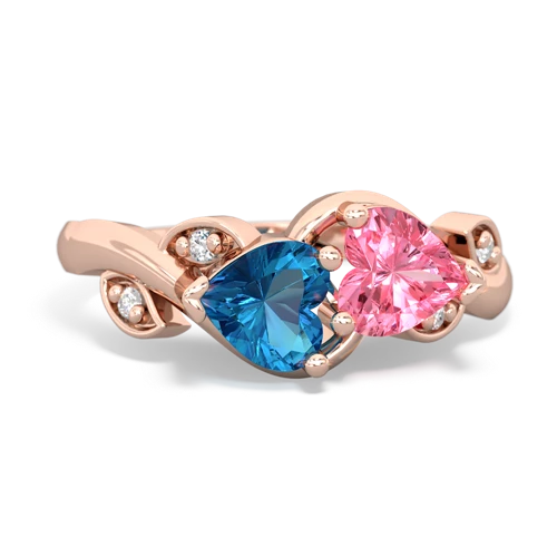 london topaz-pink sapphire floral keepsake ring