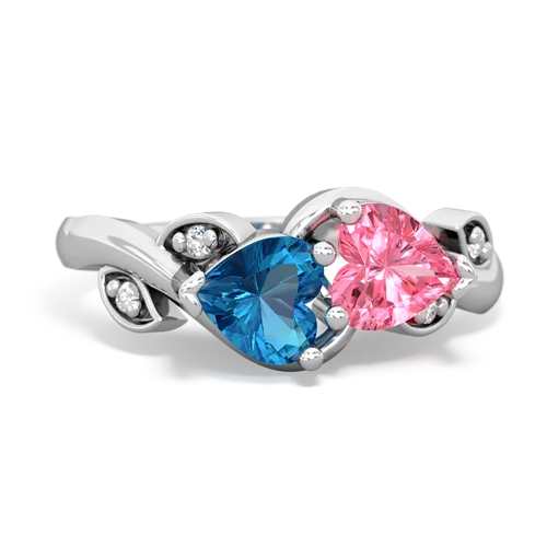 london topaz-pink sapphire floral keepsake ring