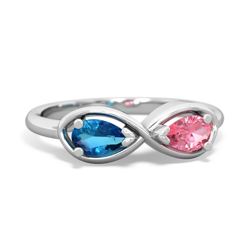 london topaz-pink sapphire infinity ring