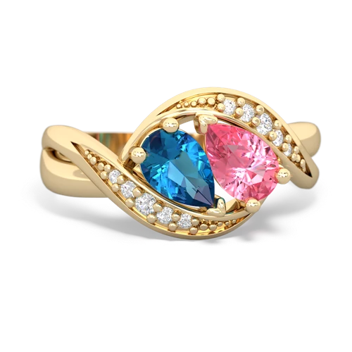 London Topaz Genuine London Blue Topaz with Lab Created Pink Sapphire Summer Winds ring Ring
