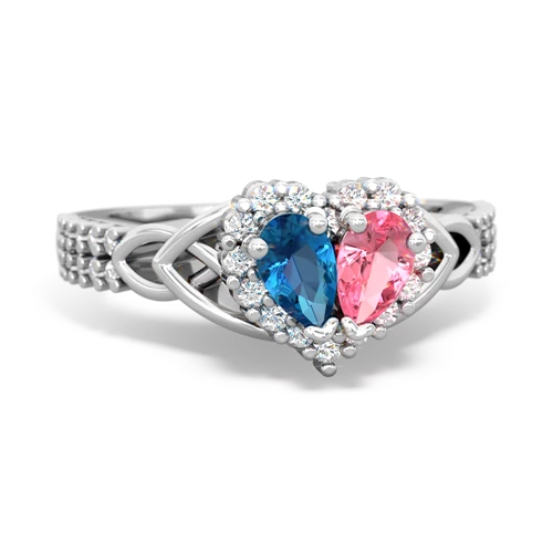 london topaz-pink sapphire keepsake engagement ring