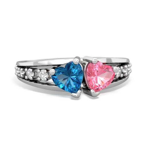 london topaz-pink sapphire modern ring