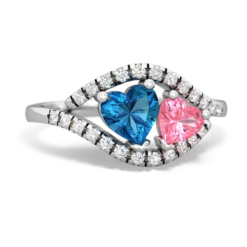 London Topaz Genuine London Blue Topaz with Lab Created Pink Sapphire Mother and Child ring Ring
