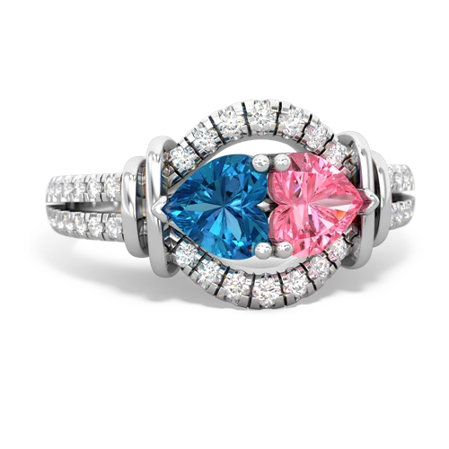 London Topaz Genuine London Blue Topaz with Lab Created Pink Sapphire Art-Deco Keepsake ring Ring