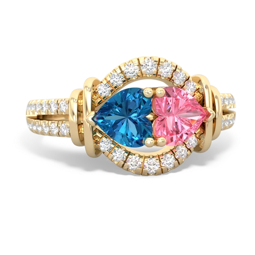 london topaz-pink sapphire pave keepsake ring