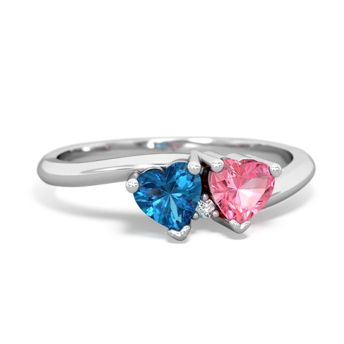 London Topaz Genuine London Blue Topaz with Lab Created Pink Sapphire Sweetheart's Promise ring Ring
