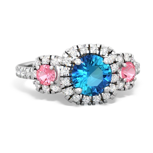 london topaz-pink sapphire three stone regal ring