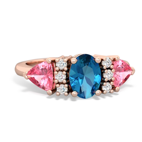London Topaz Genuine London Blue Topaz with Lab Created Pink Sapphire and Genuine Black Onyx Antique Style Three Stone ring Ring