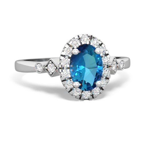London Topaz Antique-style Halo Genuine London Blue Topaz ring Ring