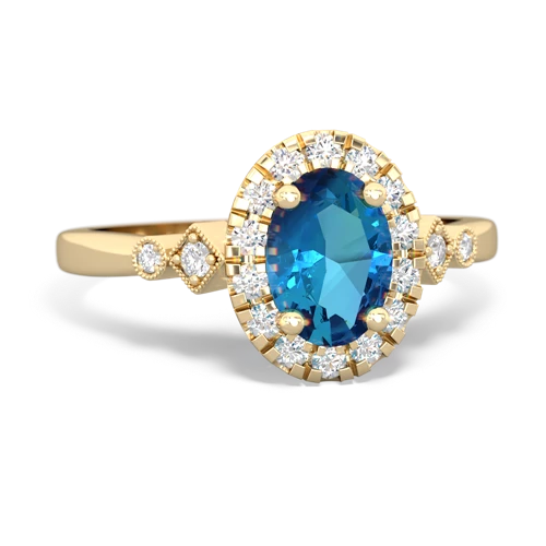 London Topaz Antique-style Halo Genuine London Blue Topaz ring Ring