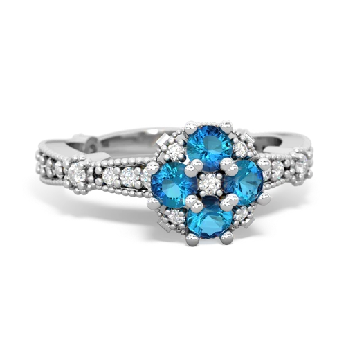 London Topaz Milgrain Antique Style Genuine London Blue Topaz ring Ring