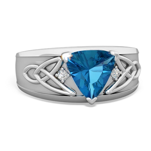 London Topaz Celtic Trinity Knot Men's Genuine London Blue Topaz ring Ring