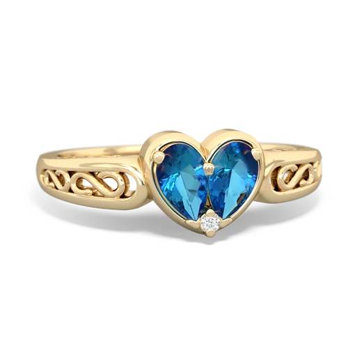 London Topaz filligree Heart Genuine London Blue Topaz ring Ring