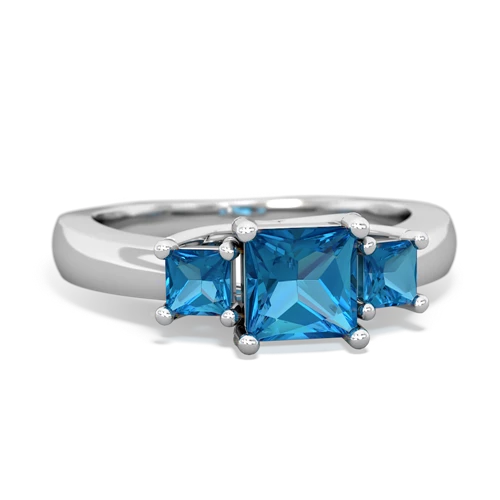 London Topaz Genuine London Blue Topaz with  and  Three Stone Trellis ring Ring
