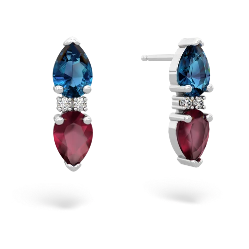 london topaz-ruby bowtie earrings