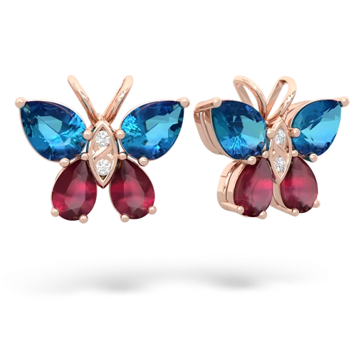 london topaz-ruby butterfly earrings