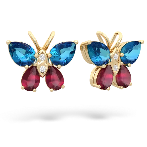 london topaz-ruby butterfly earrings