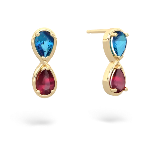london topaz-ruby infinity earrings