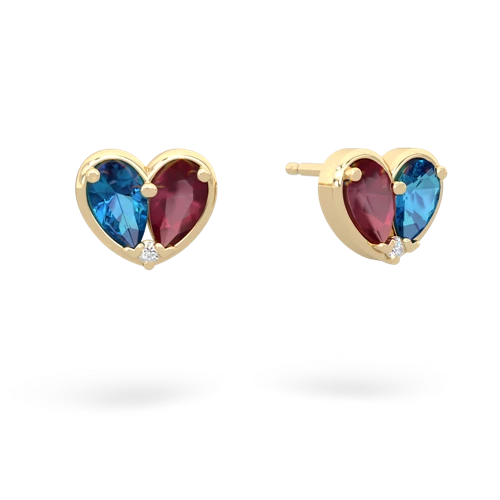 london topaz-ruby one heart earrings