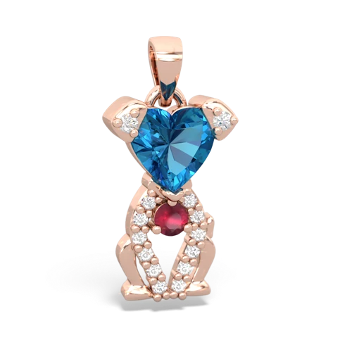 london topaz-ruby birthstone puppy pendant