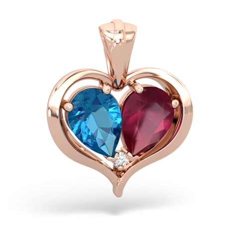 London Topaz Genuine London Blue Topaz with Genuine Ruby Two Become One pendant Pendant