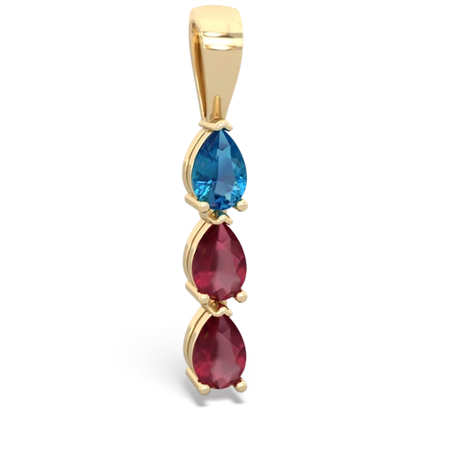 london topaz-ruby three stone pendant