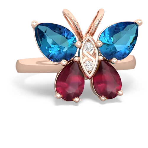 london topaz-ruby butterfly ring