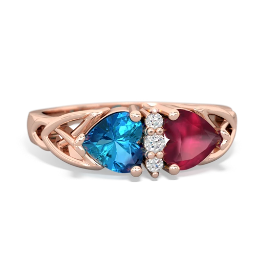 london topaz-ruby celtic ring