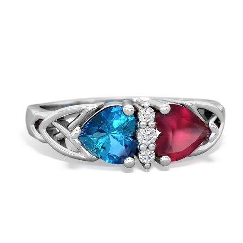 london topaz-ruby celtic ring