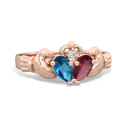 london topaz-ruby claddagh ring