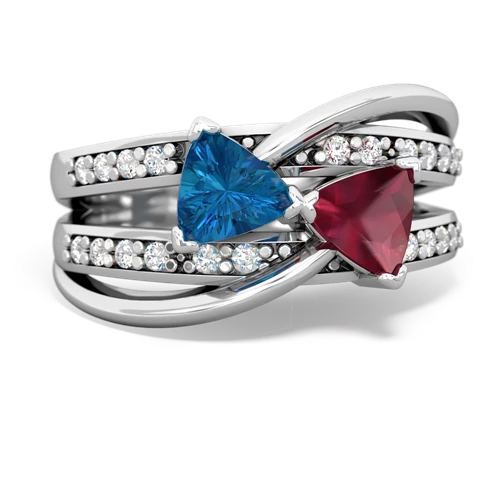 London Topaz Genuine London Blue Topaz with Genuine Ruby Bowtie ring Ring