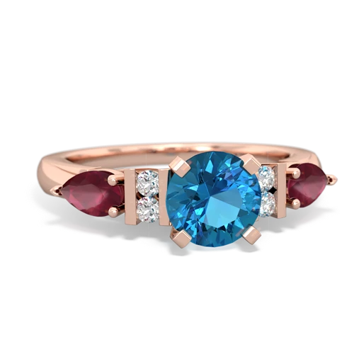 London Topaz Genuine London Blue Topaz with Genuine Ruby and  Engagement ring Ring