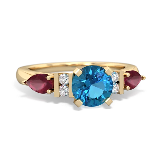London Topaz Genuine London Blue Topaz with Genuine Ruby and Lab Created Emerald Engagement ring Ring