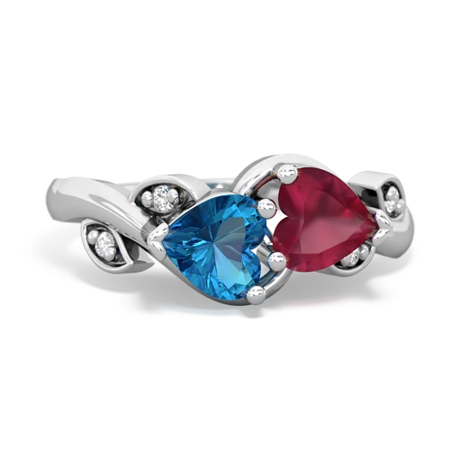 london topaz-ruby floral keepsake ring