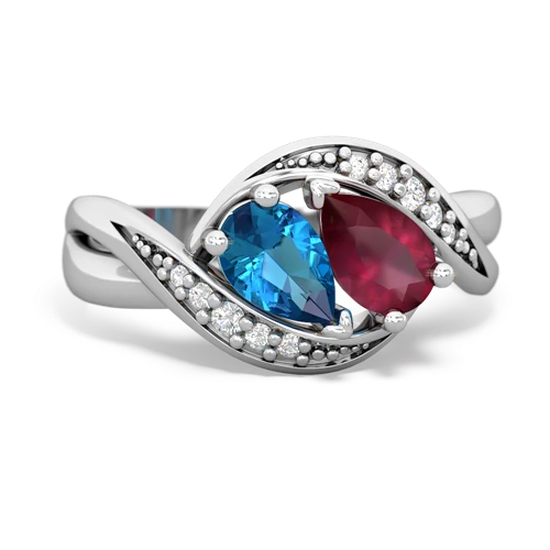 London Topaz Genuine London Blue Topaz with Genuine Ruby Summer Winds ring Ring