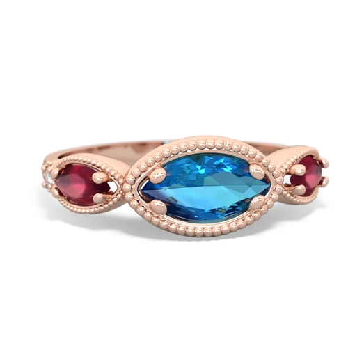 london topaz-ruby milgrain marquise ring