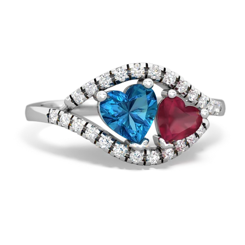 london topaz-ruby mother child ring