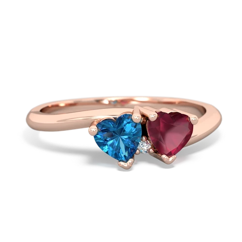 London Topaz Genuine London Blue Topaz with Genuine Ruby Sweetheart's Promise ring Ring