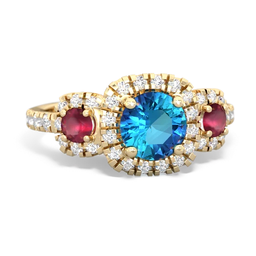 London Topaz Genuine London Blue Topaz with Genuine Ruby and  Regal Halo ring Ring