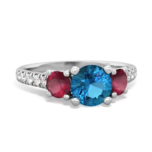 London Topaz Genuine London Blue Topaz with Genuine Ruby and  Pave Trellis ring Ring