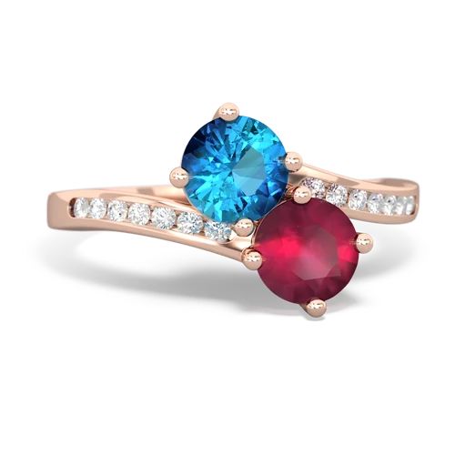 london topaz-ruby two stone channel ring